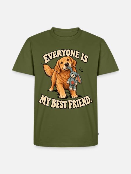 Freundlicher Golden Retriever - Männer Premium Bio T-Shirt - Khaki