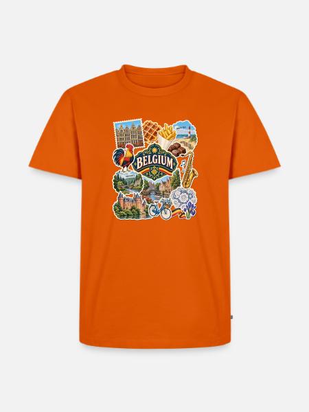 Belgien Reisesticker - Männer Premium Bio T-Shirt - Orange