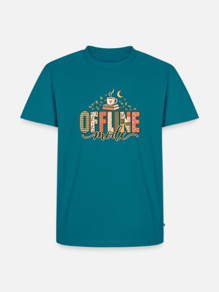 Offline Mode – Bücher & Kaffee - Männer Premium Bio T-Shirt - Petrol