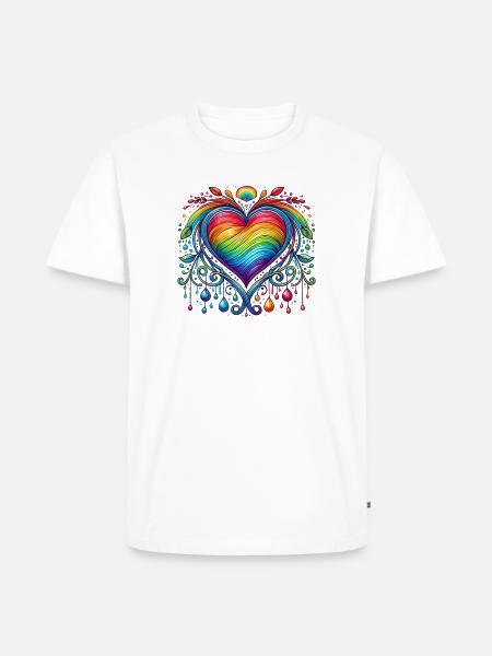 Rainbow Heart - Men's Premium Organic T-Shirt - white