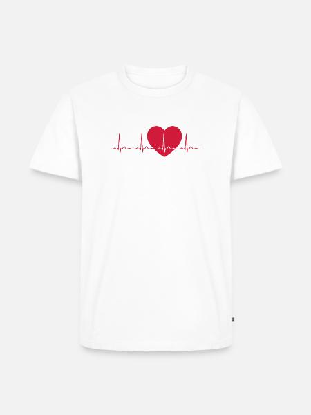 Heartbeat ECG Line Medical Pulse Wave Icon Vector - Men's Premium Organic T-Shirt - white