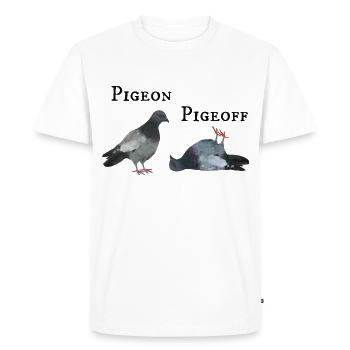 Pigeon Pigeoff - Tauben Wortspiel an und aus - Männer Premium Bio T-Shirt - Weiß - Vorne - Nico (187cm)