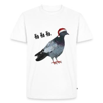 Ho Ho Ho - Taube mit Weihnachtsmütze - Männer Premium Bio T-Shirt - Weiß - Vorne - Nico (187cm)