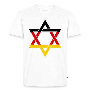 STOLZER DEUTSCHER JUDE Judentum Juden Menorah - Männer Premium Bio T-Shirt - Weiß - Vorne - Nico (187cm)