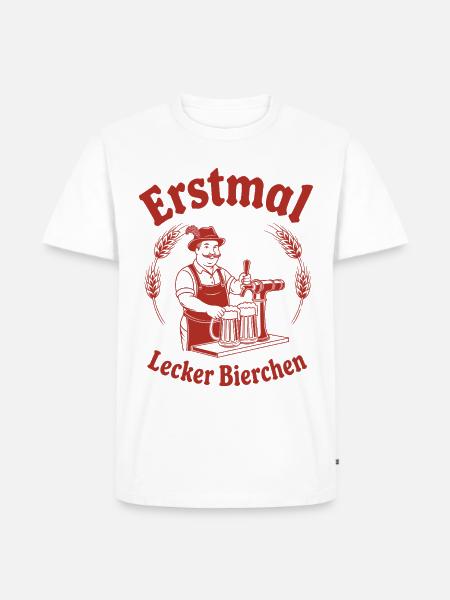 Erstmal lecker Bierchen - Männer Premium Bio T-Shirt - Weiß