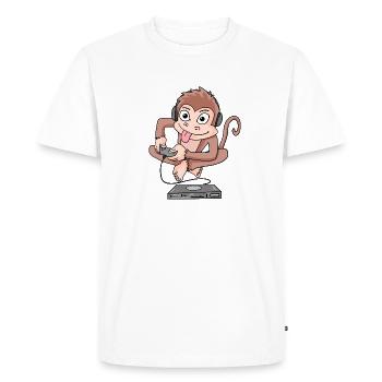 Monkey plays video games - Men's Premium Organic T-Shirt - white - Front - Nico (187cm)