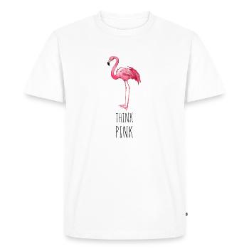 FLAMINGO. THINK PINK - Männer Premium Bio T-Shirt - Weiß - Vorne - Nico (187cm)