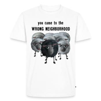 You came to the wrong Neighborhood - Schafherde - Männer Premium Bio T-Shirt - Weiß - Vorne - Nico (187cm)