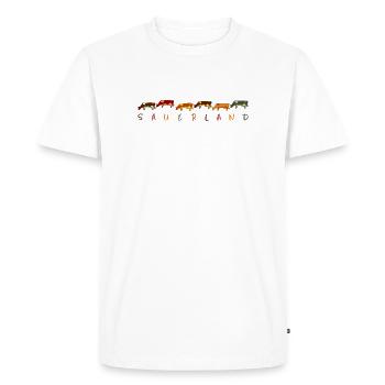 Sauerland "Kühe" Design 1 - Männer Premium Bio T-Shirt - Weiß - Vorne - Nico (187cm)