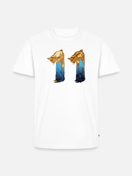 NEJ. 11 NUMMER 11 SEJ 11 ÅRS FØDSELSDAG - Herre Premium økologisk T-shirt - hvid