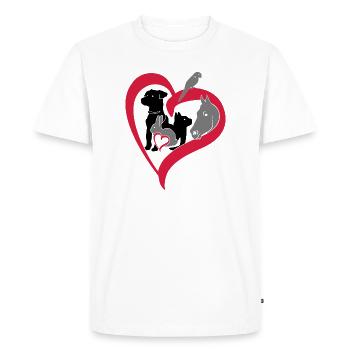 Haustiere 3 Herz groß big heart - Tierliebe Love - Männer Premium Bio T-Shirt - Weiß - Vorne - Nico (187cm)