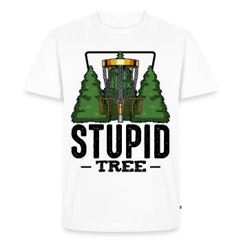 Stupid Tree Disc Golf saying Frisbee gift - Men's Premium Organic T-Shirt - white - Front - Nico (187cm)