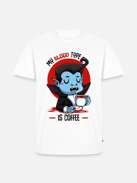 Blood Coffee Vampire Cartoon - Men's Premium Organic T-Shirt - white