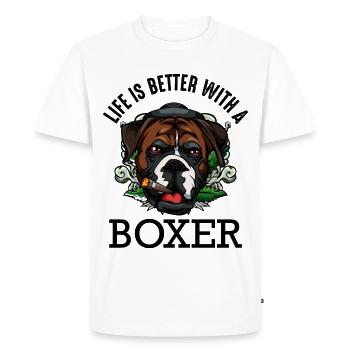 boxer - Men's Premium Organic T-Shirt - white - Front - Nico (187cm)