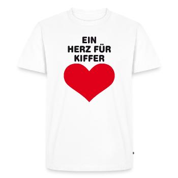 Ein Herz für Kiffer - Männer Premium Bio T-Shirt - Weiß - Vorne - Nico (187cm)