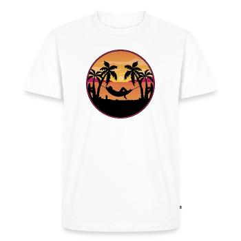 Palm Trees Hammock Sunset - Men's Premium Organic T-Shirt - white - Front - Nico (187cm)