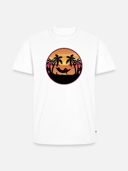 Palm Trees Hammock Sunset - Men's Premium Organic T-Shirt - white
