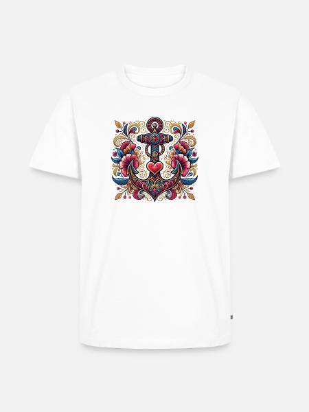 Anchor with heart - Men's Premium Organic T-Shirt - white