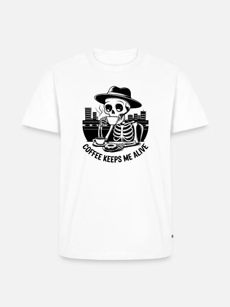 Coffee keeps me alive - Männer Premium Bio T-Shirt - Weiß
