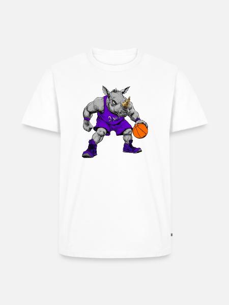 Basketball Nashorn Rhino - Männer Premium Bio T-Shirt - Weiß