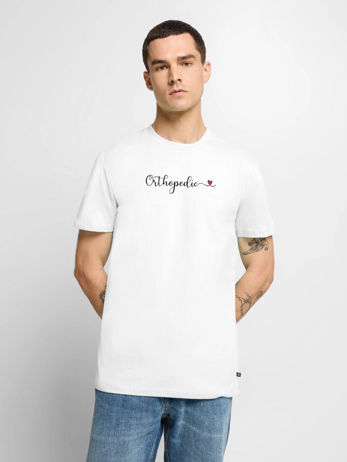orthopädisch - Männer Premium Bio T-Shirt - Weiß - Vorne - Nico (187cm)