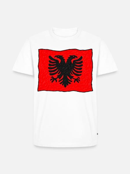 Albanische Flagge im Wind – Handgezeichnet - Männer Premium Bio T-Shirt - Weiß