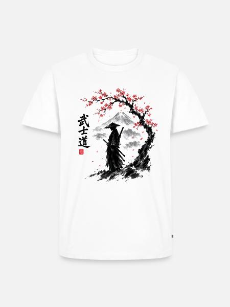 Samurai Spirit Japanische Kriegerkunst - Männer Premium Bio T-Shirt - Weiß