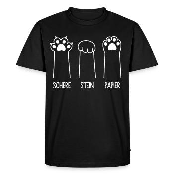 Katzenpfoten Katze Pfote Spiel Schere Stein Papier - Männer Premium Bio T-Shirt - Schwarz - Vorne - Nico (187cm)