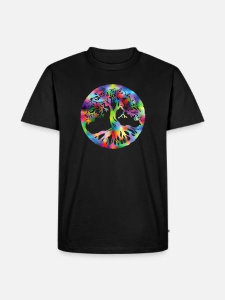 Lebensbaum bunt - Männer Premium Bio T-Shirt - Schwarz