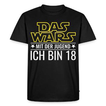18. Geburtstag Achtzehn Das wars mit der Jugend 18 - Männer Premium Bio T-Shirt - Schwarz - Vorne - Nico (187cm)