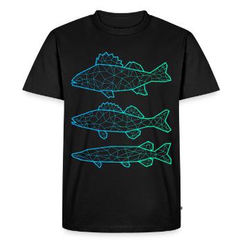Raubfisch Angeln Polygon Barsch Zander Hecht - Männer Premium Bio T-Shirt - Schwarz - Vorne - Nico (187cm)