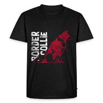 Geometrischer Border Collie Mathefan - Männer Premium Bio T-Shirt - Schwarz - Vorne - Nico (187cm)