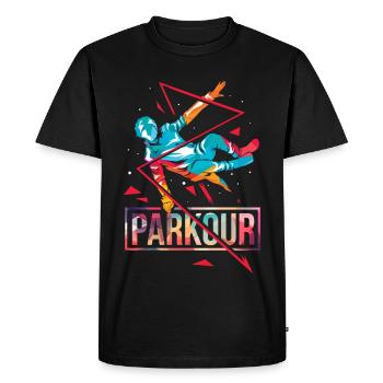 Furchtloser Parkour Stadtakrobat - Männer Premium Bio T-Shirt - Schwarz - Vorne - Nico (187cm)