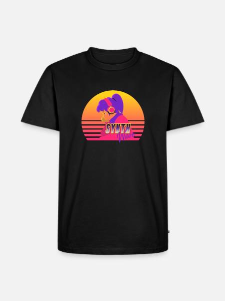Synthwave Girl - Men's Premium Organic T-Shirt - black
