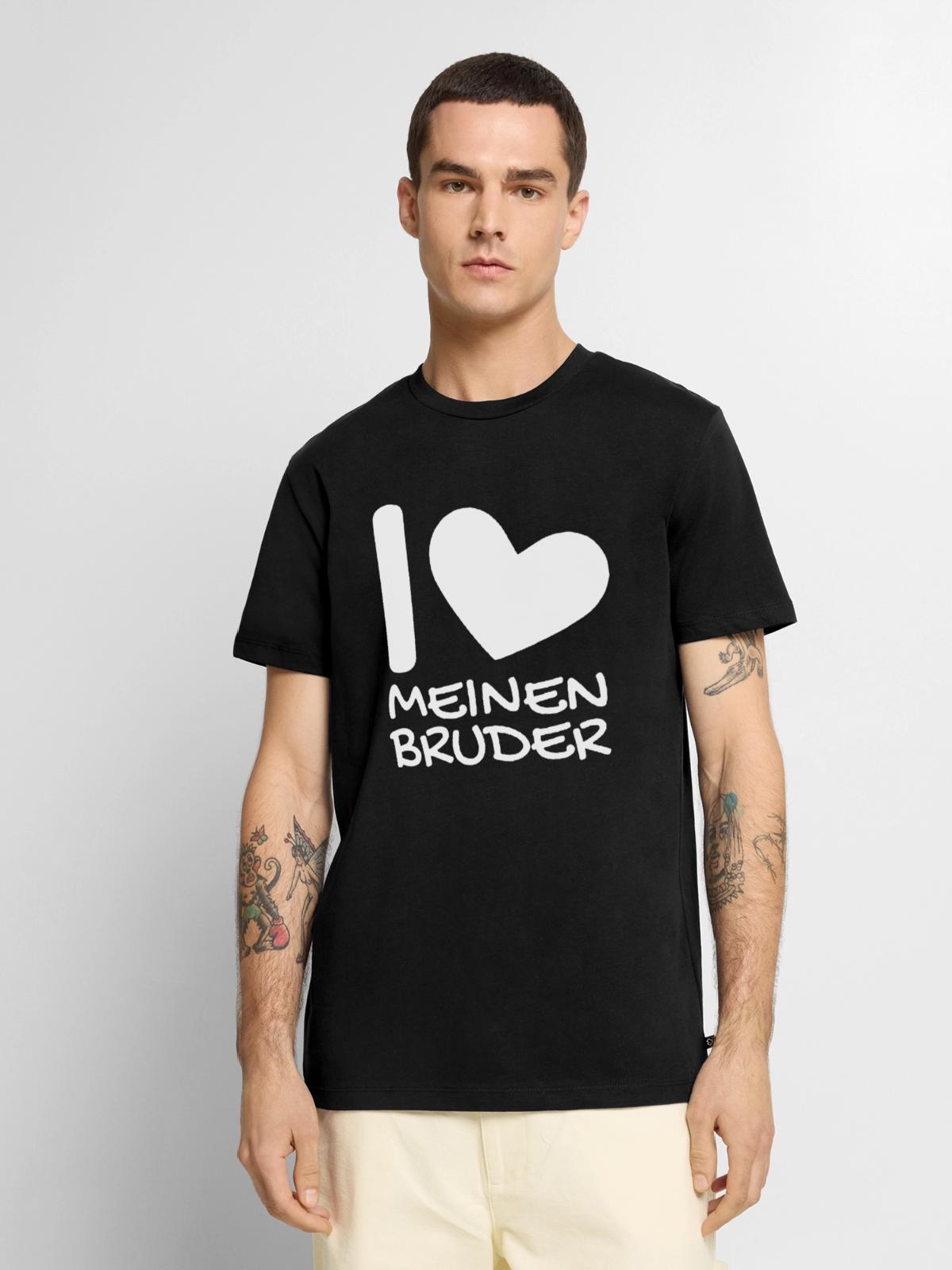 Ich liebe meinen Bruder - Männer Premium Bio T-Shirt - Schwarz - Vorne - Nico (187cm)