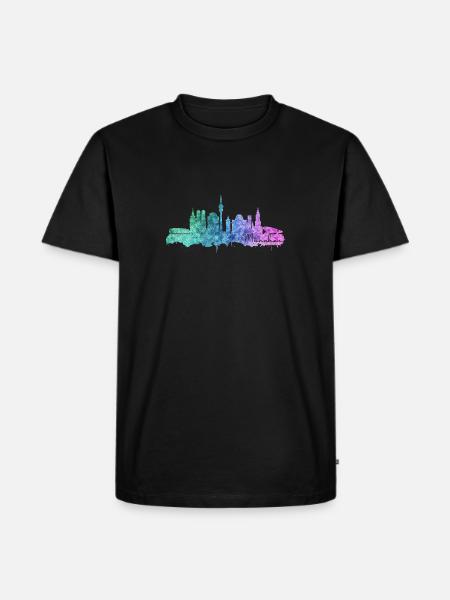 München Skyline - Männer Premium Bio T-Shirt - Schwarz