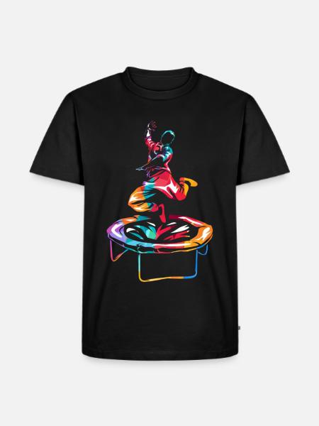 Hochfliegender Trampolin Akrobat - Männer Premium Bio T-Shirt - Schwarz