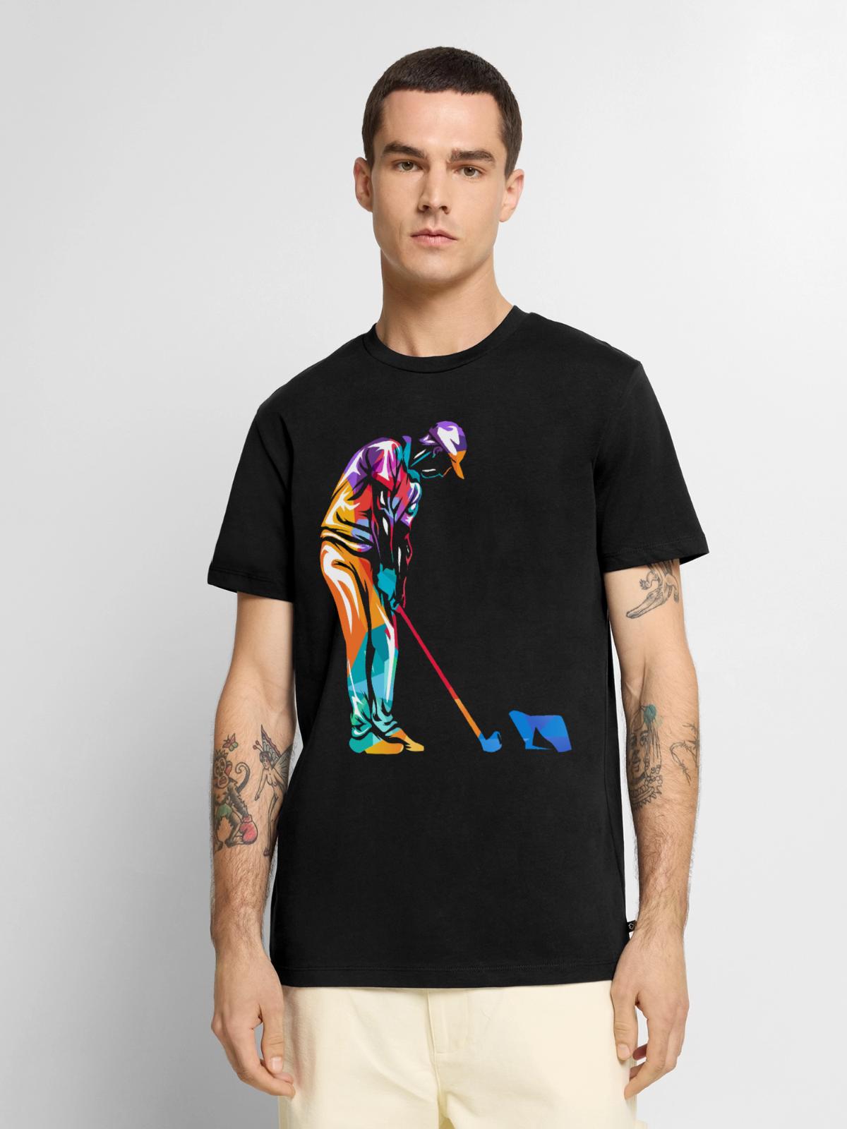 Flinker Minigolfspieler Turnierass - Männer Premium Bio T-Shirt - Schwarz - Vorne - Nico (187cm)