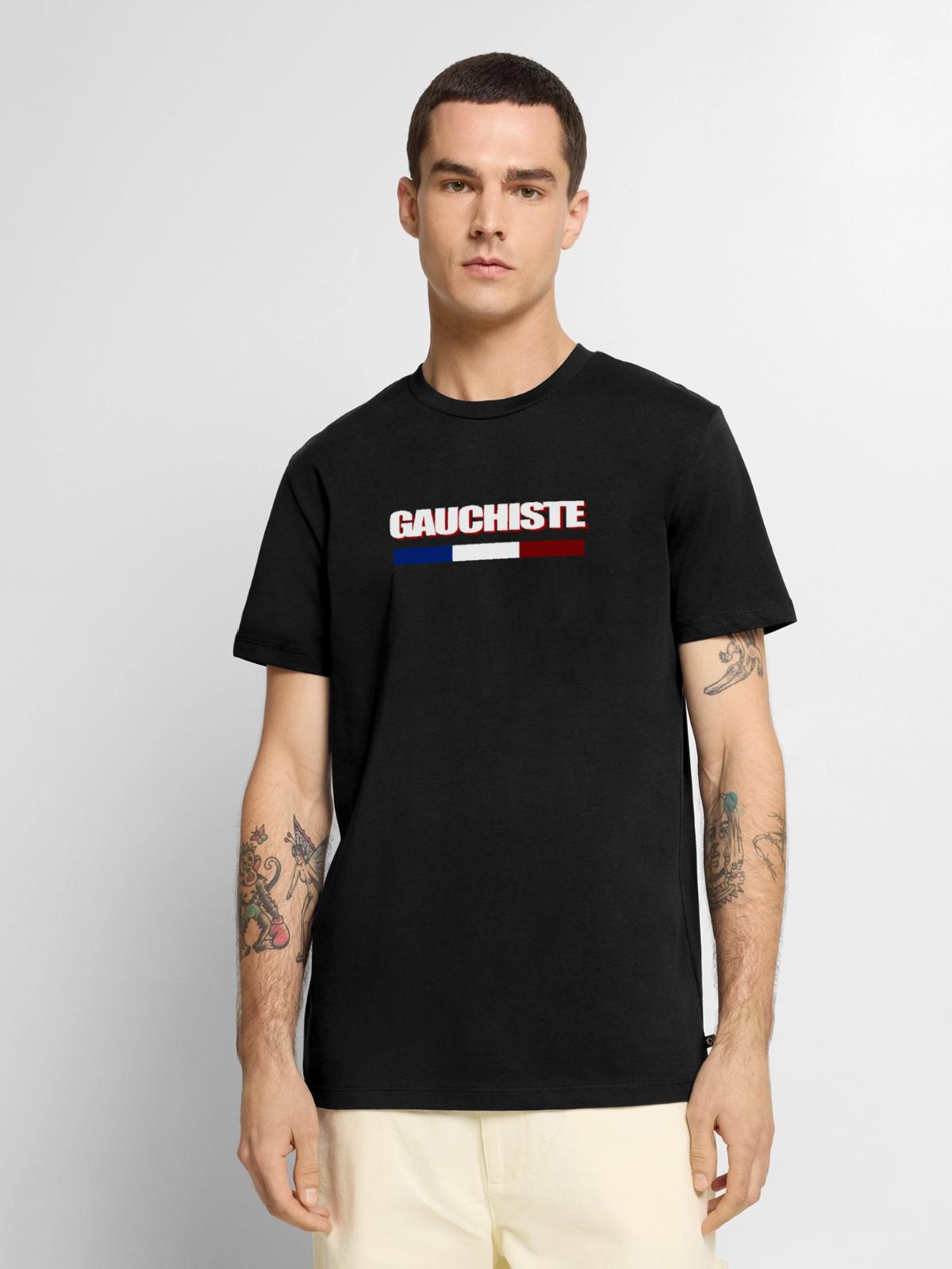 Gauchiste - T-shirt Premium bio Homme - noir - Devant - Nico (187cm)