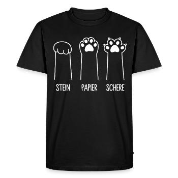 Katzenpfoten Katze Pfote Spiel Stein Papier Schere - Männer Premium Bio T-Shirt - Schwarz - Vorne - Nico (187cm)