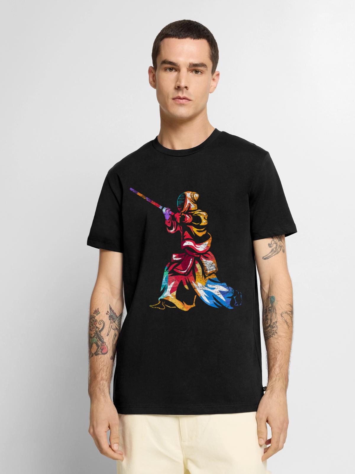 Furchtloser Kendo Schwertkämpfer - Männer Premium Bio T-Shirt - Schwarz - Vorne - Nico (187cm)
