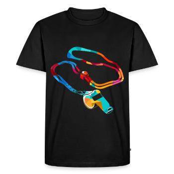 Dynamischer Sportlehrer Turnhalle - Männer Premium Bio T-Shirt - Schwarz - Vorne - Nico (187cm)