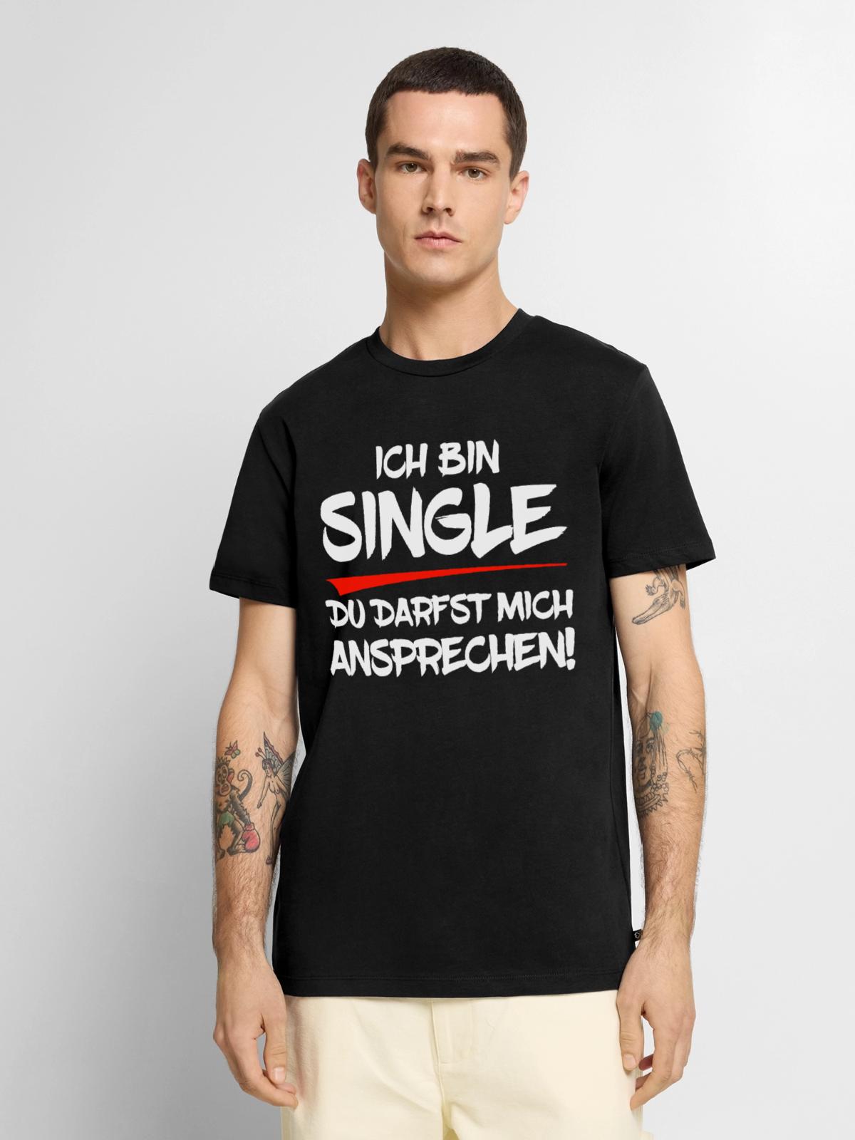 Ich bin Single - Männer Premium Bio T-Shirt - Schwarz - Vorne - Nico (187cm)