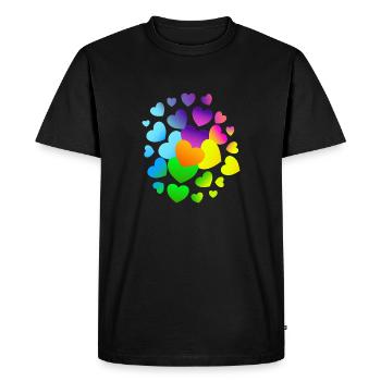 Herzen Herz viele Herzen - Männer Premium Bio T-Shirt - Schwarz - Vorne - Nico (187cm)