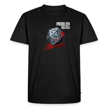 D20 Würfel - Problem solved - Männer Premium Bio T-Shirt - Schwarz - Vorne - Nico (187cm)