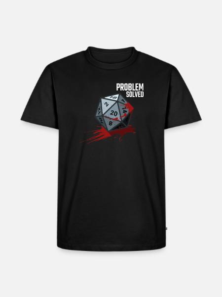 D20 Würfel - Problem solved - Männer Premium Bio T-Shirt - Schwarz