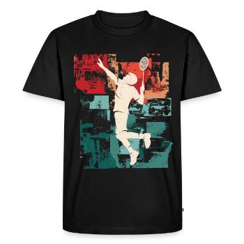Badminton Spieler Badmintonspieler Federball - Männer Premium Bio T-Shirt - Schwarz - Vorne - Nico (187cm)