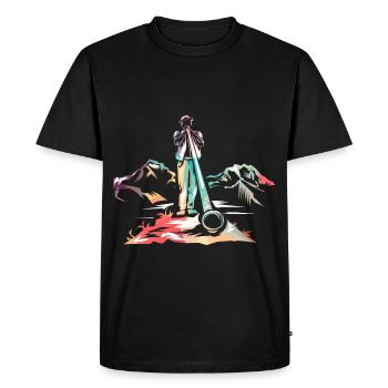 Schmetterndes Alphorn Alpenklang - Männer Premium Bio T-Shirt - Schwarz - Vorne - Nico (187cm)