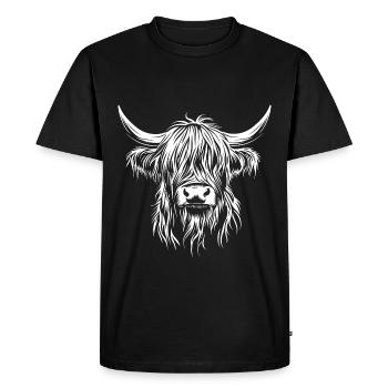 Schottisches Hochlandrind - Kuh - Rinderzucht - Männer Premium Bio T-Shirt - Schwarz - Vorne - Nico (187cm)