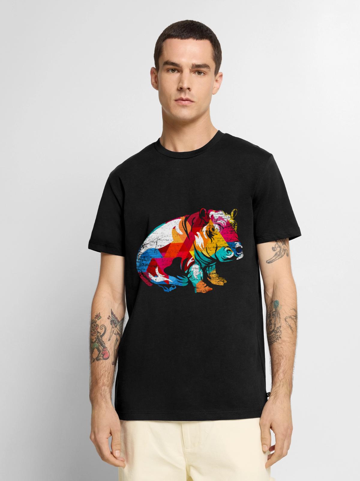 Plantschendes Nilpferd Flussufer - Männer Premium Bio T-Shirt - Schwarz - Vorne - Nico (187cm)